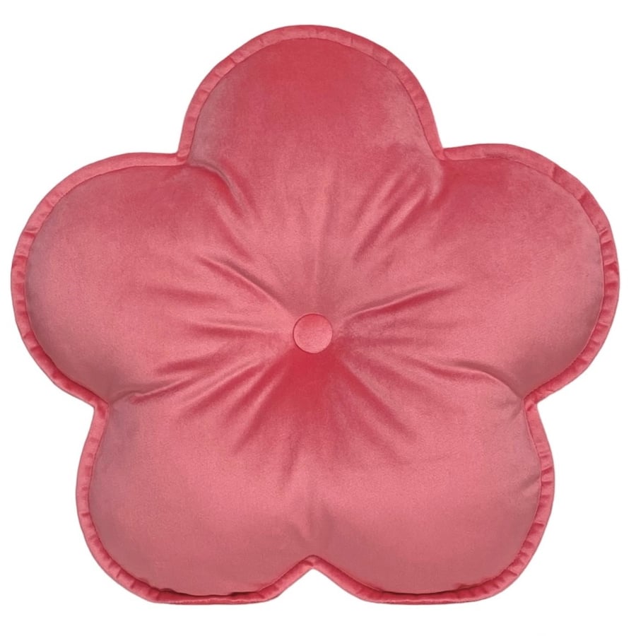 Flamingo Pink Velvet Flower Shaped Cushion Decorative Throw Pillow Nursery Decor