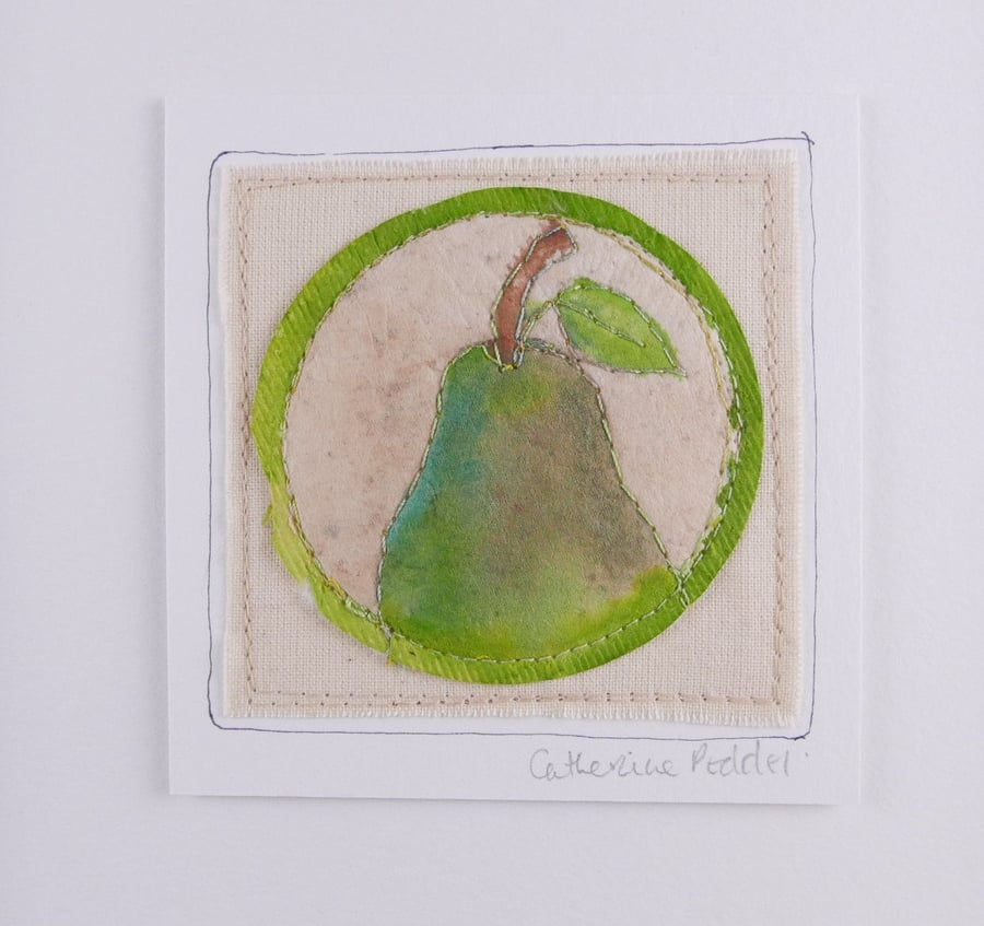 Pear painted on a Teabag, Wall art 