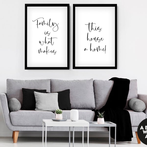 Custom Family Print, Family Gift, Mothers gift set of 2 Prints, family wall art,