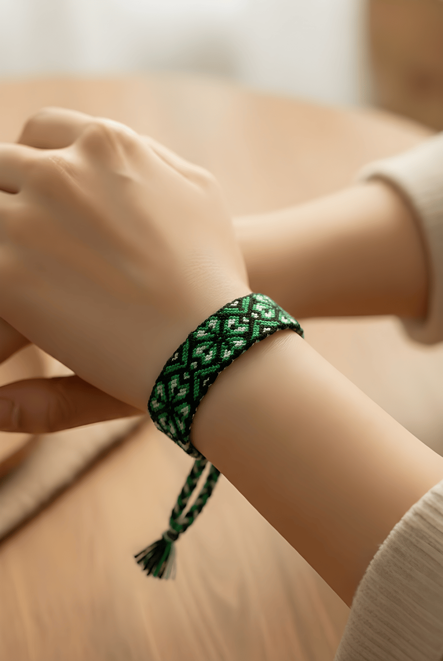  Adjustable Green & Black Wristband