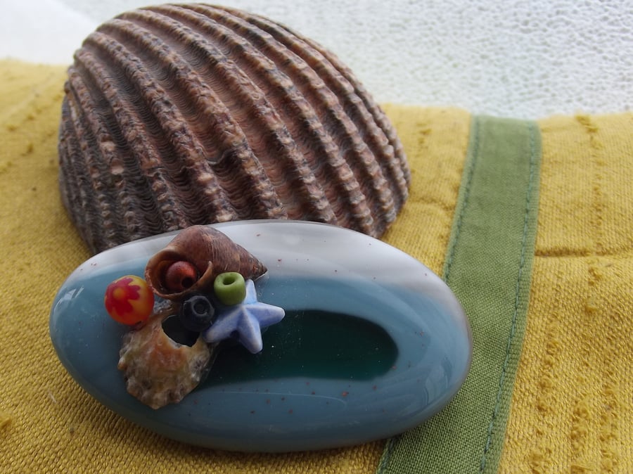 Fused Glass Brooch - Mermaid's Treasure