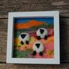 Three Sheep amongst flowers - needlefelt with embroidery