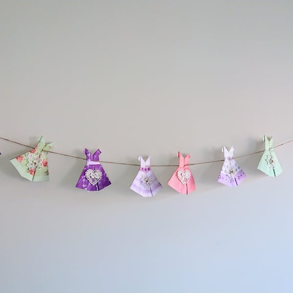 Origami Vintage style Dress Bunting 