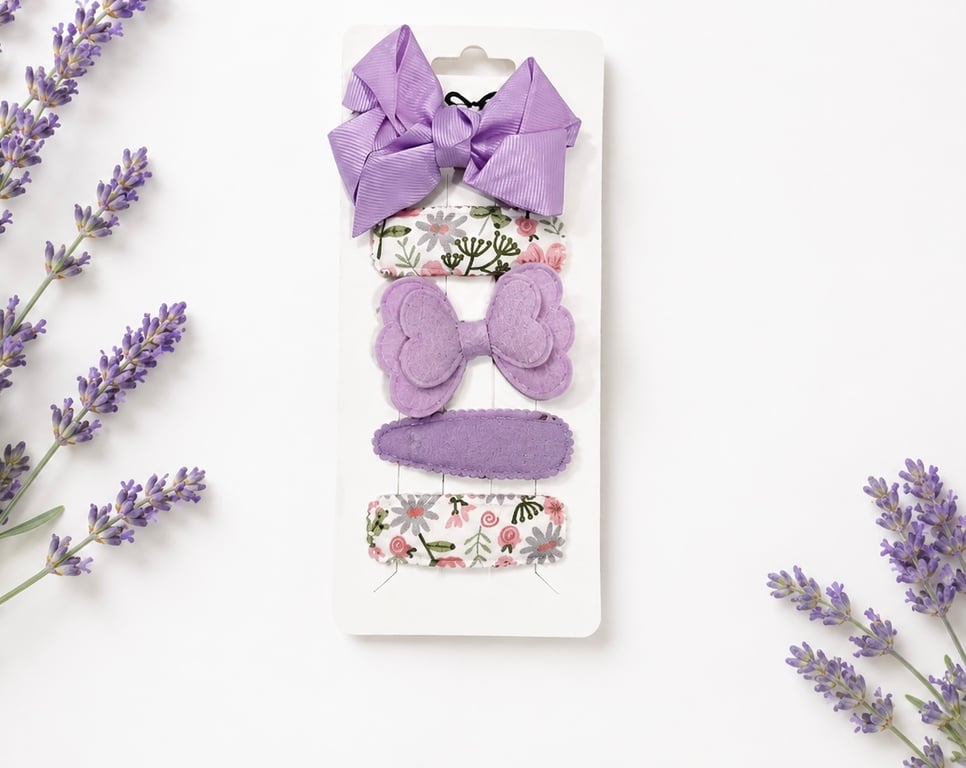Set of 5 Lilac Girls Hair Clips