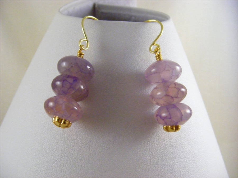 Lilac Crackled Agate Earrings