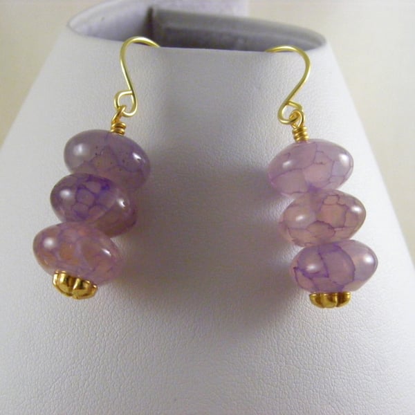 Lilac Crackled Agate Earrings