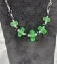 green seaglass style lampwork glass disc beaded necklace