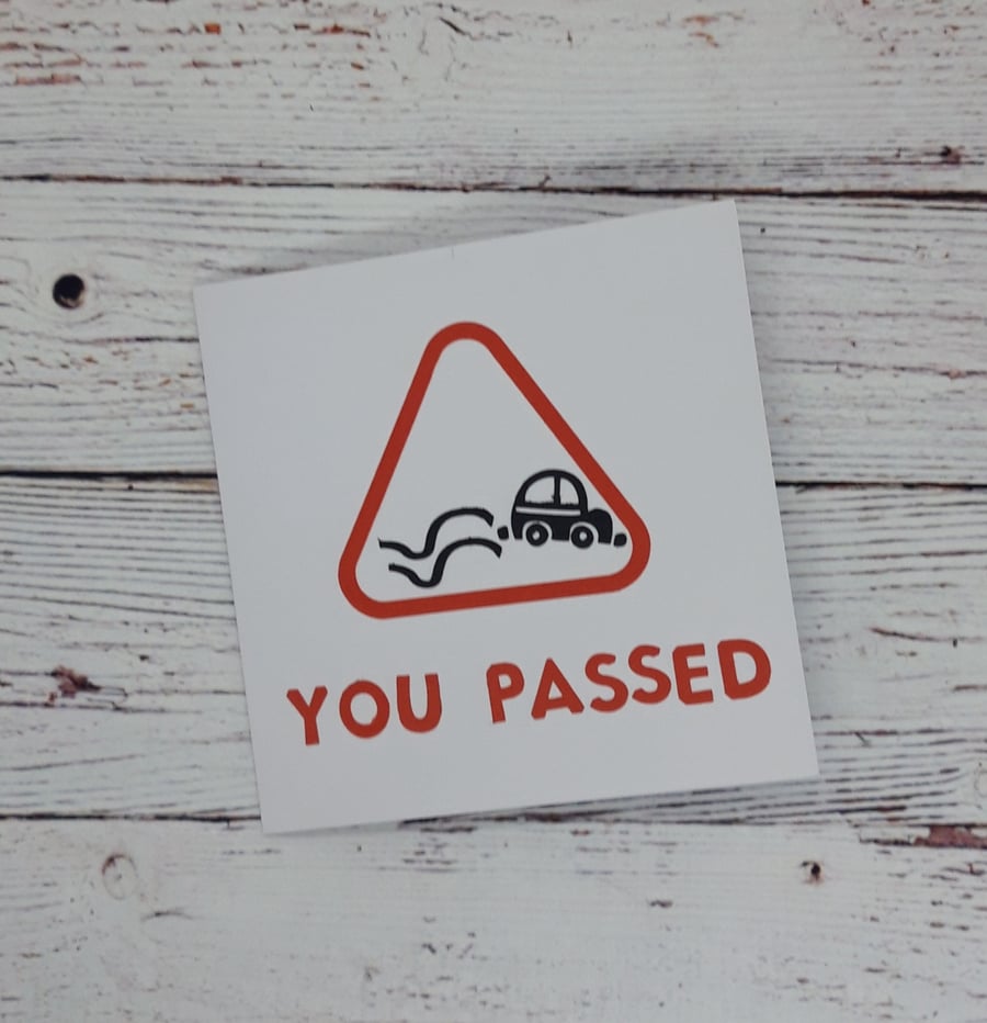 Congratulations Car Test Pass Card, Road Sign Congrats Card, Celebration Card