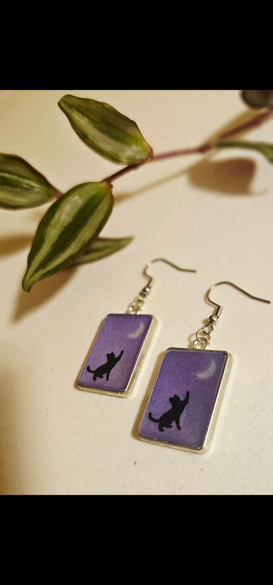 Cat and moon earrings