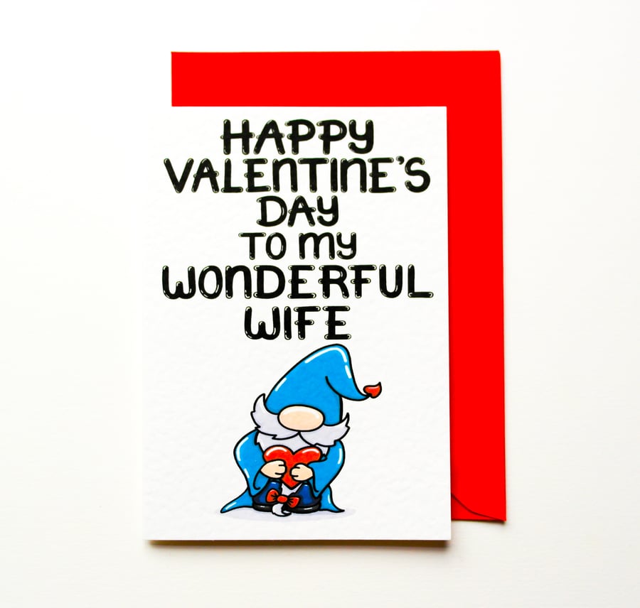 Valentines Card Nordic Gonk For My Wonderful Wife Happy Valentine's Day