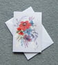 greetings card original art hand painted floral card ( ref F 239 )
