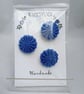 Buttons Blue 30mm Handmade Embroidered Yorkshire Style - Image 1