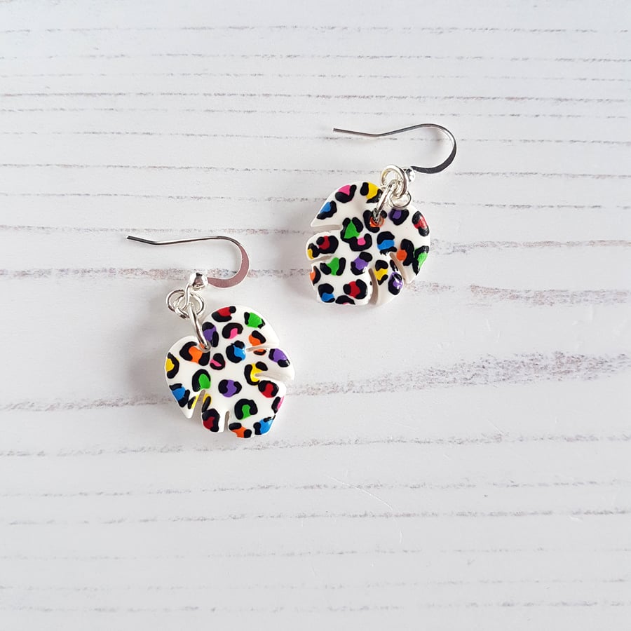 Rainbow leopard print Modern earrings, limited pairs available