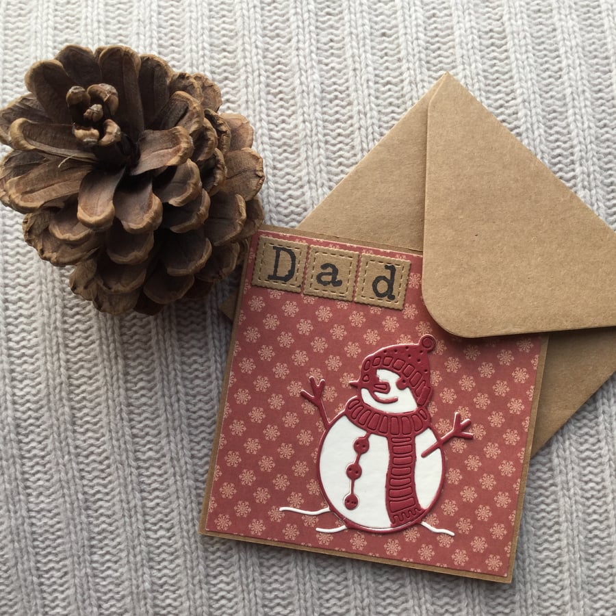 Sale - Dad snowman small Christmas card