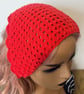 Cherry Red Crochet Hair Bandana - Cotton Triangle Headband - Image 3
