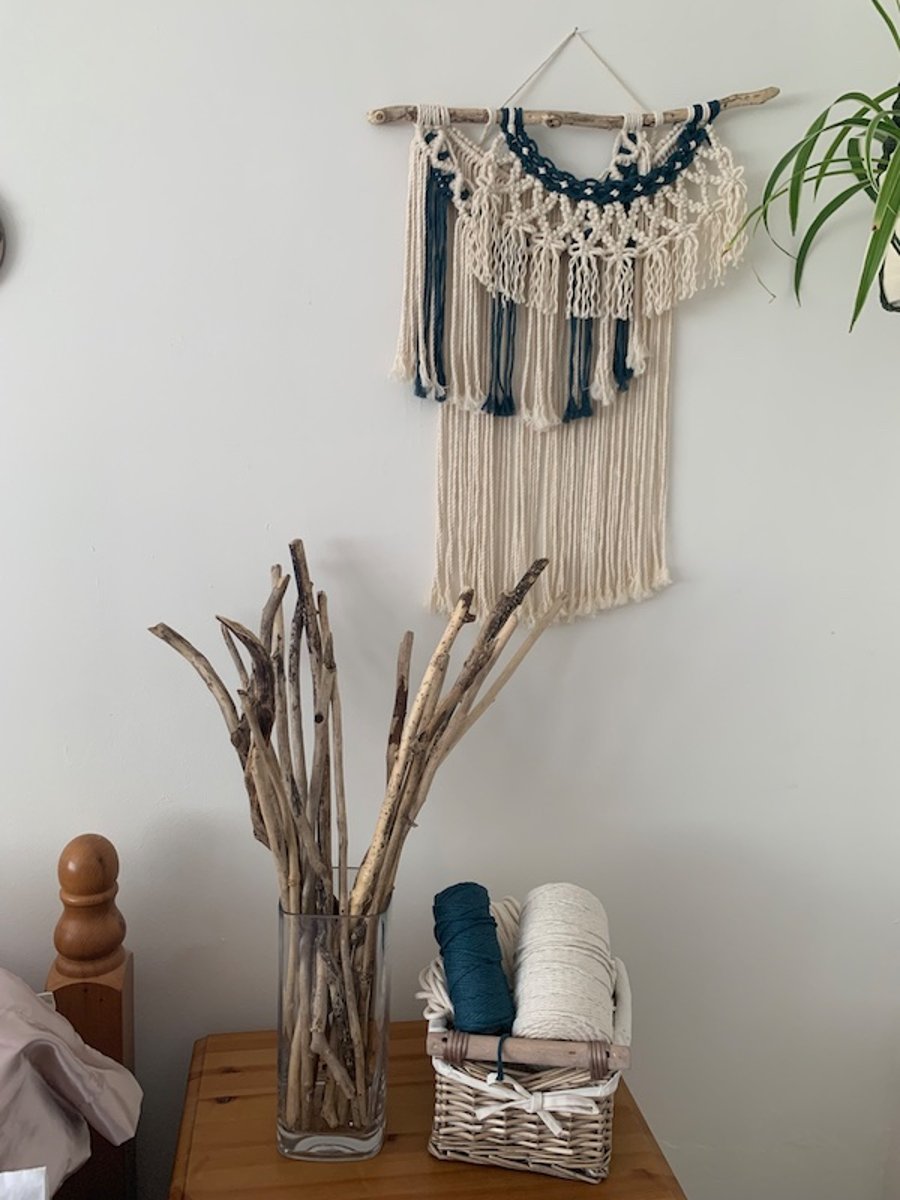 Macrame wall hanging in two colours