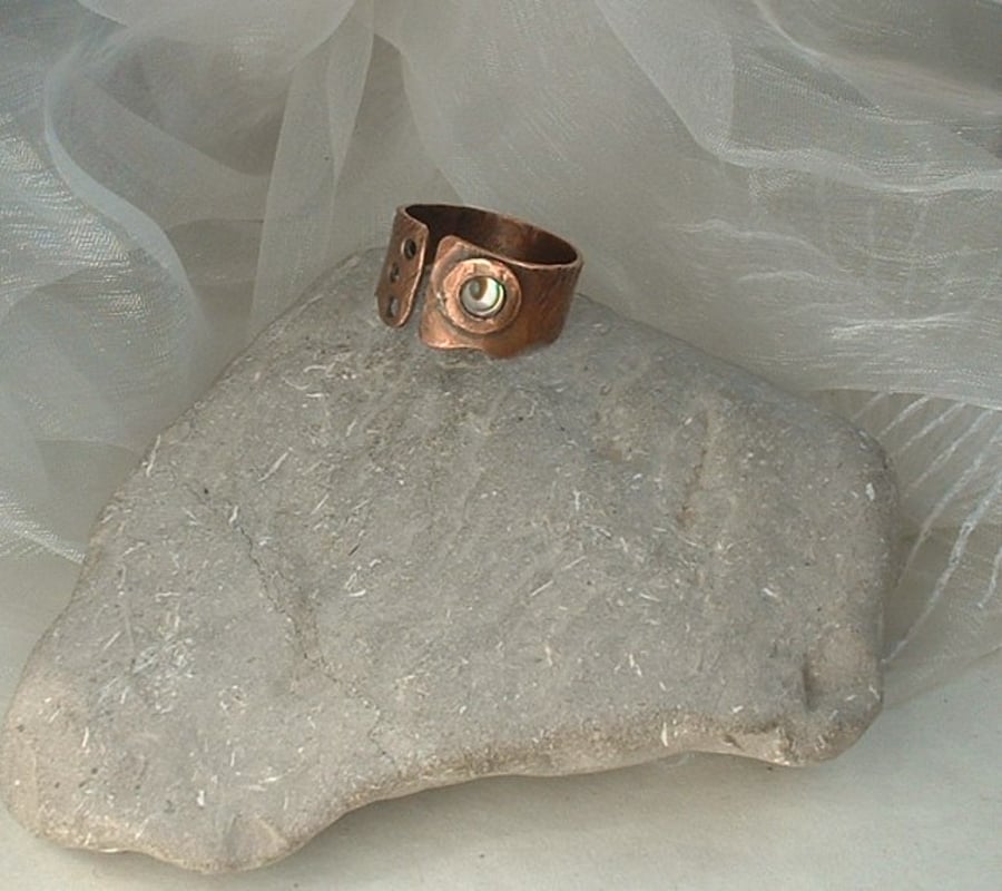 Rustic Adjustable Unisex Copper Viking Thumb or Finger Ring
