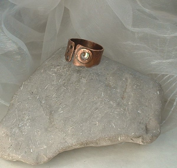 Rustic Adjustable Unisex Copper Viking Thumb or Finger Ring