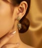 Gold Tibetan Square Drop Earrings Hammered Brass Stud Gold Plated