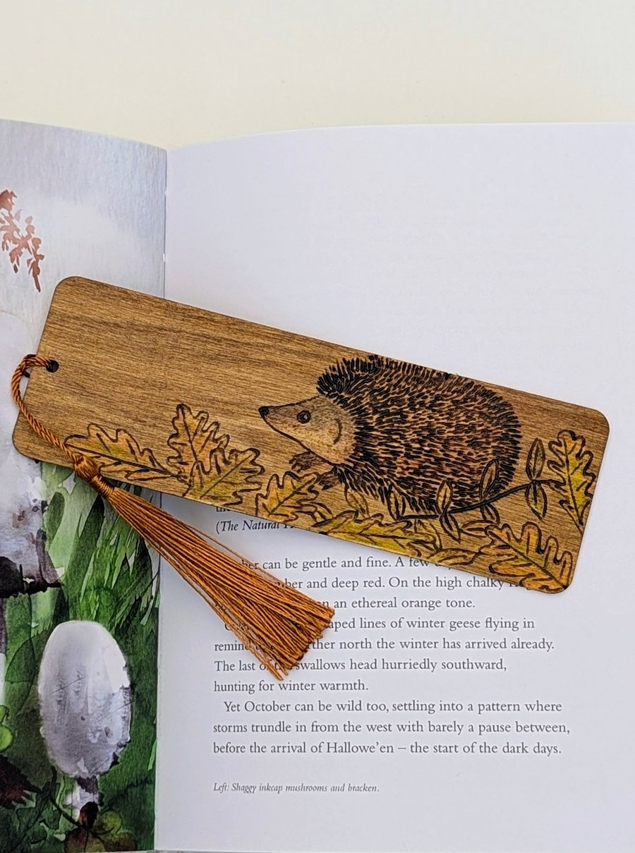 Hedgehog bookmark,  pyrography,  wooden gift for a nature lover  