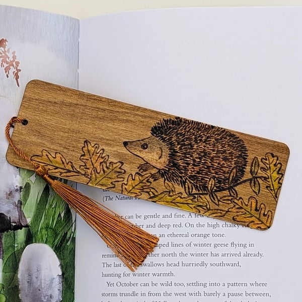 Hedgehog bookmark,  pyrography,  wooden gift for a nature lover  