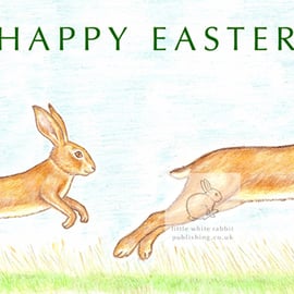 Leaping Hares - Easter Card