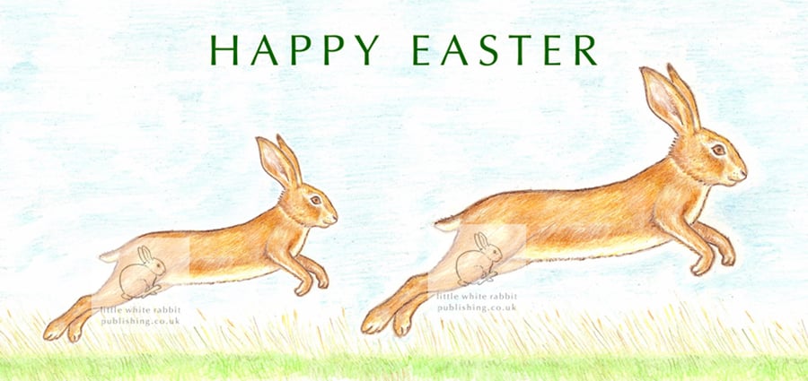 Leaping Hares - Easter Card