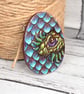 Dragon's egg pyrography brooch. Baby dragon hatching pin. - Image 4