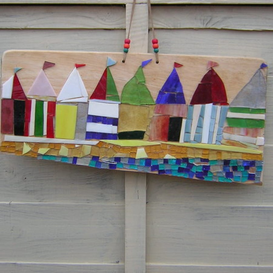 Recycled Stained Glass Moasic Beach Huts 