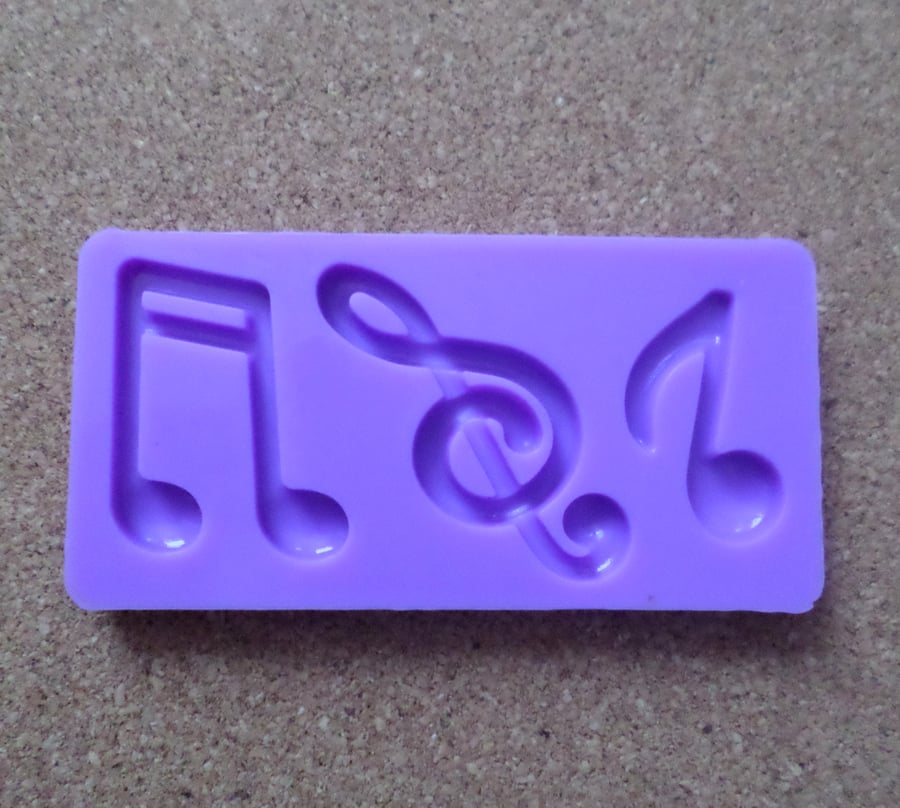 1 x Silicone Craft Mould - 8cm - Musical Notes - Folksy