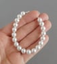 Single Strand White Glass Pearl Bracelet - Simple Wedding Jewellery - Gifts - Image 2