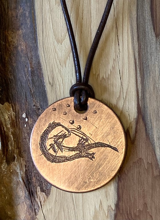 Otter - Handmade Etched Copper Pendant Necklace
