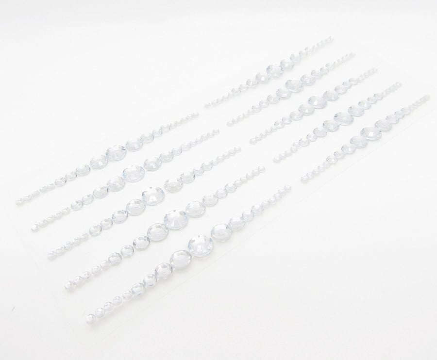 10 x Strips Diamante Rhinestone Clusters Clear Self Adhesive Stick On Gems Rhine