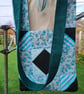 SOLD Patchwork peg bag. Green, aquamarine, black large peg bag shoulder strap.  - Image 3