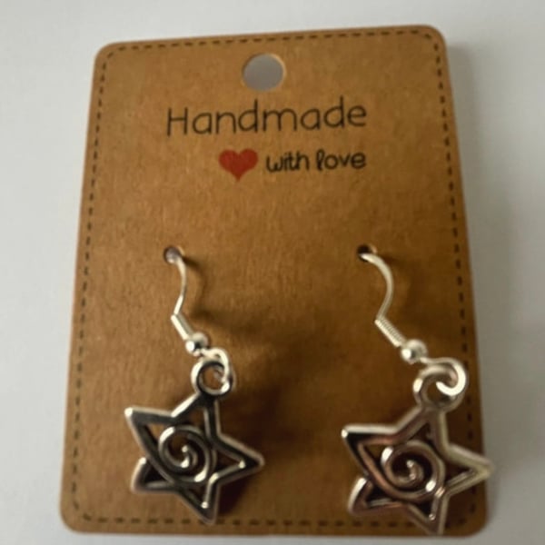 Sterling Silver Earrings - Star with Swirl - Brand New & Sealed!! 