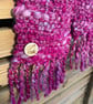 Handspun and woven shades of pink art scarf - Image 3