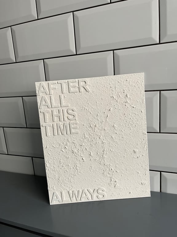 Textured wall art canvas board - after all this time always 