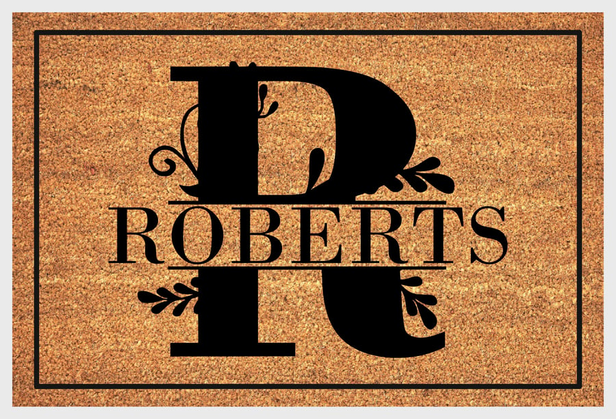 R Letter Door Mat - Personalised Monogram Letter R Welcome Mat - 3 Sizes