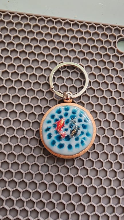 Koi Fish Resin Keychain: Water Surface Keyring- Handmade Bag Charm