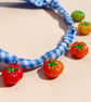 Realistic Tomato Gingham Necklace, Tomato Girl Summer Choker, Dopamine Dressing