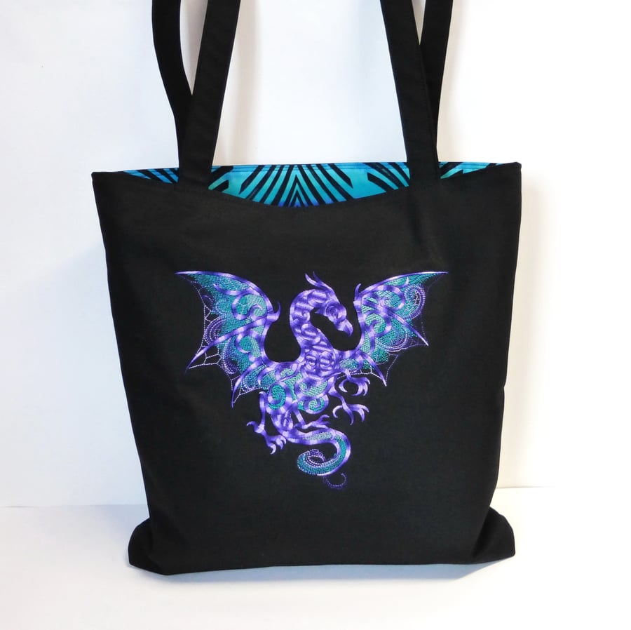 Embroidered Dragon Tote Bag