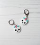 Halloween Skulls and pink flowers huggie hoop drop earrings - Image 5