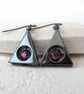 Hematite and amethyst crystal triangular earrings - Image 1