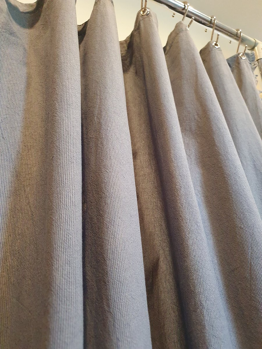 Grey stripe Organic Cotton Shower Curtain, washable non-waxed