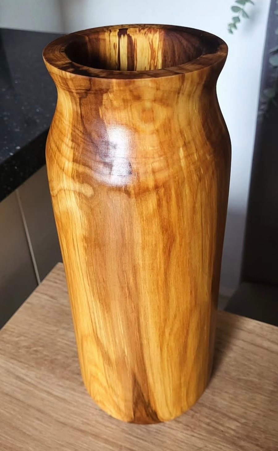 Beautifully unique tall spalted cherry vase 