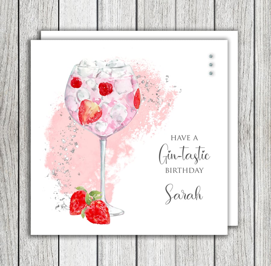 Gin-tastic Strawberry Birthday Card