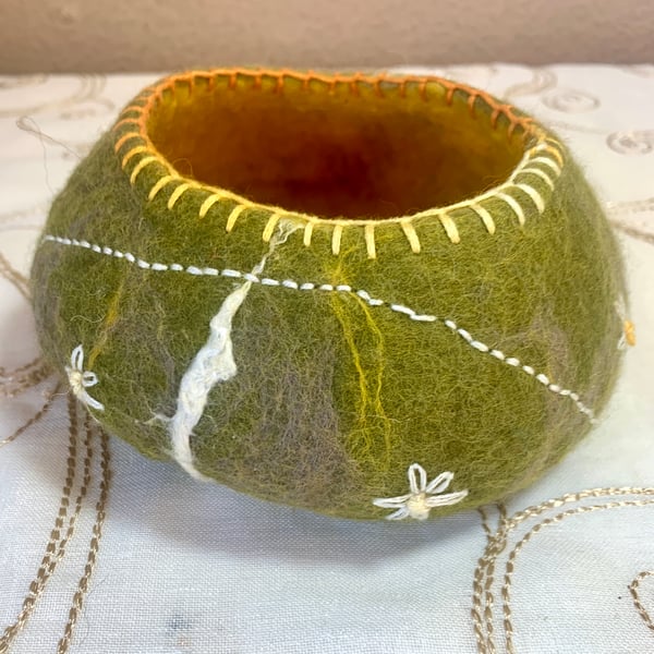 Perfectly Imperfect Green Felt Bowl