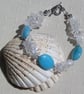 SALE - Amazonite & Clear Quartz Gemstone Beaded Bracelet "Tropical Ice" - Image 1