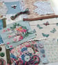 French Garden - Slow Stitching kit with vintage blue pastoral scene textiles - Image 6