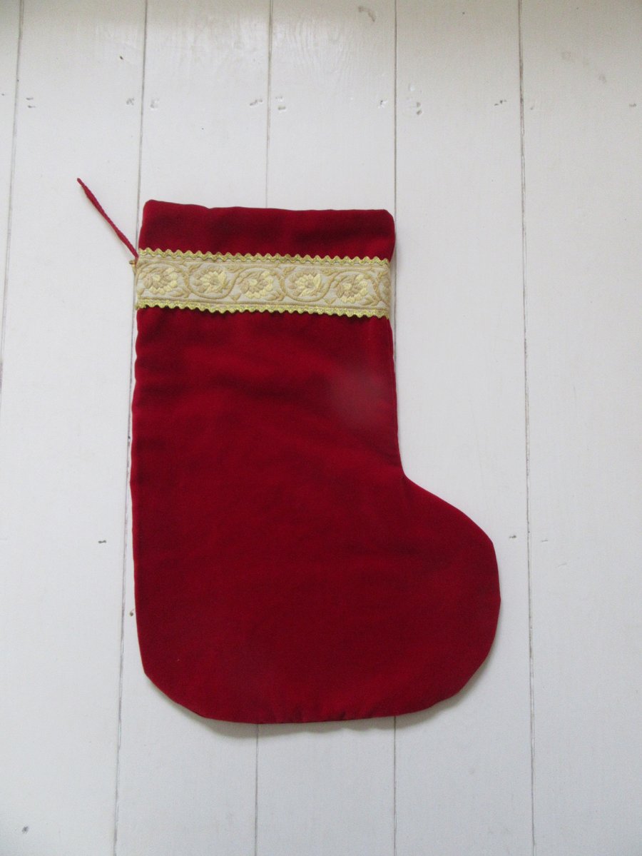 Red velvet Christmas stocking
